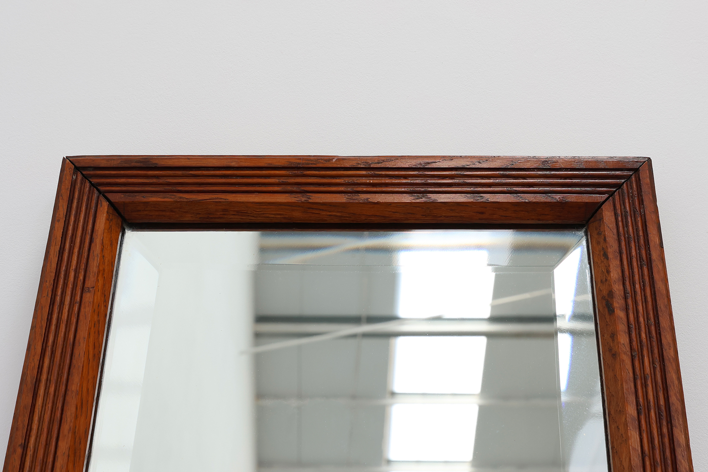 French Art Deco mirror with carved oak wooden frame, ca. 1930thumbnail